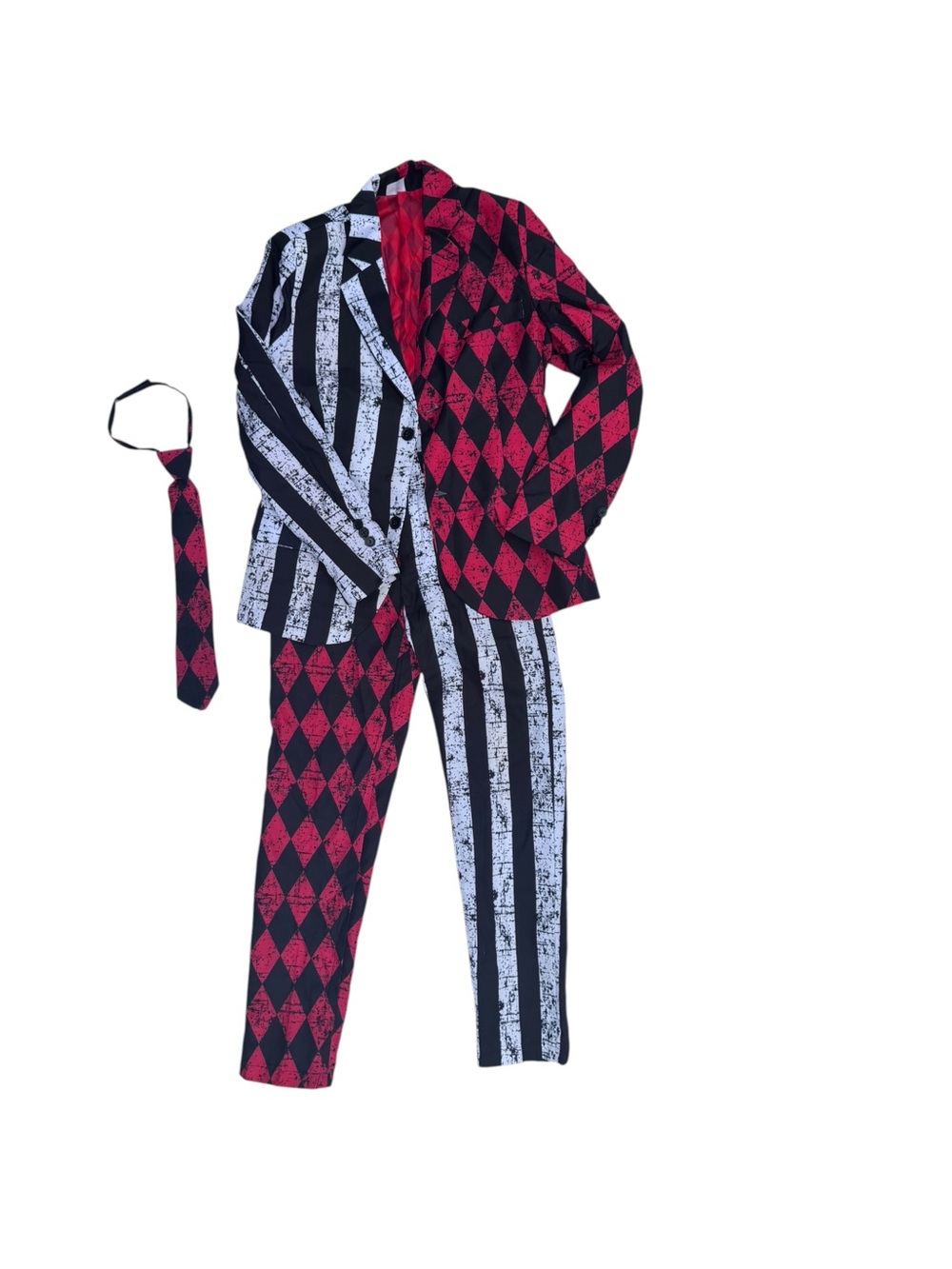 Kids Two-Piece Red & Black Crazy Clown  Patterned Suit Set with Matching Tie